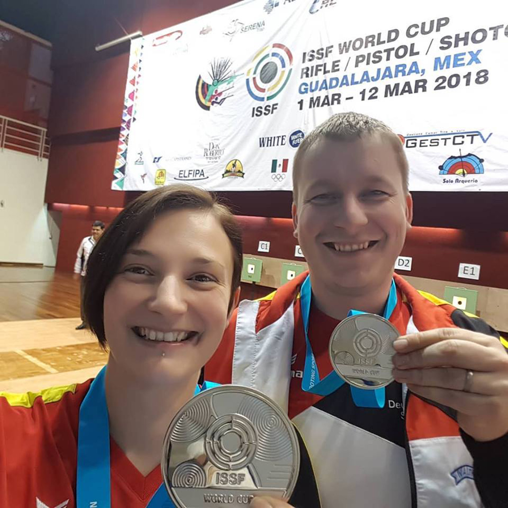Das erfolgreiche Mixed-Team nach der Weltrekord-Qualifikation: Sandra und Christian Reitz.