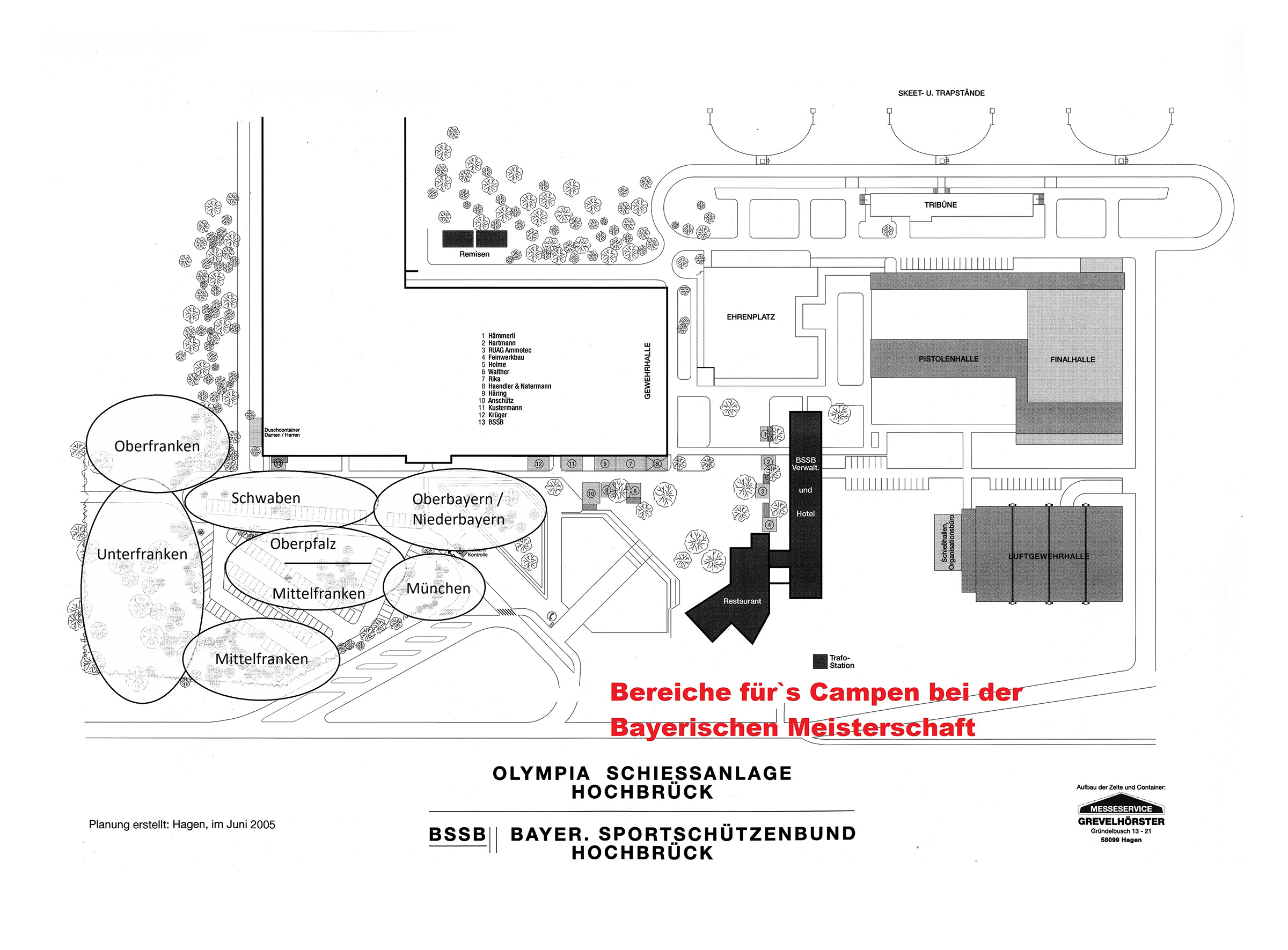 Lageplan der Camp-Bereich der bayerischen Bezirke