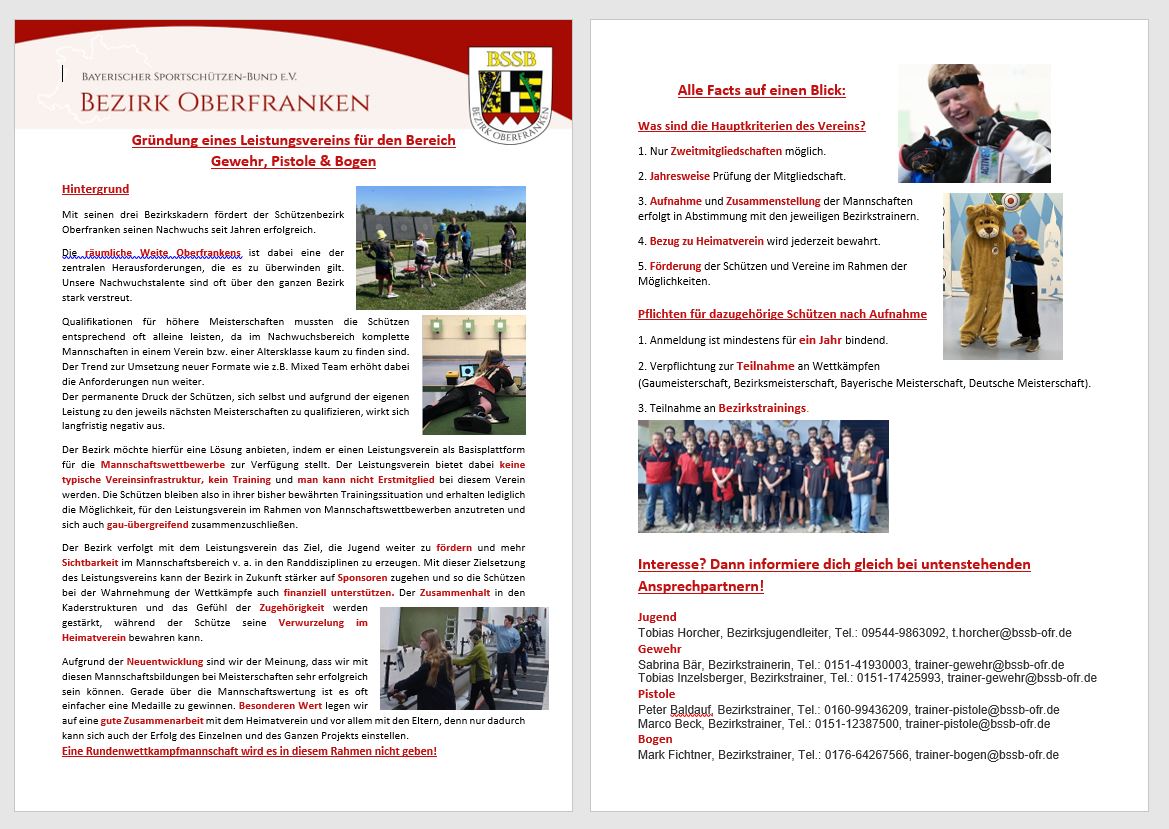 Infoflyer zur Gründung eines Leistungsvereins