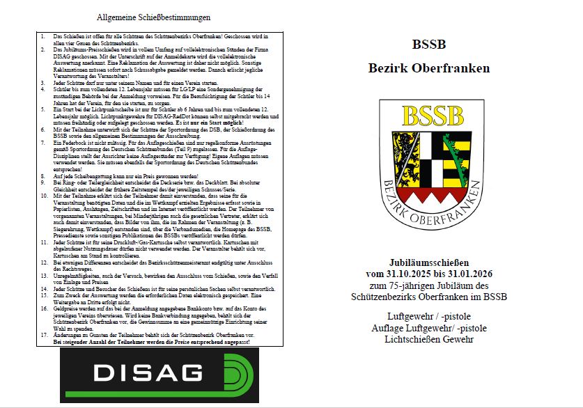 Schießprogramm: https://www.bssb-oberfranken.de/downloads/75Jahre_BSSB-Oberfranken_Schiessprogramm.pdf